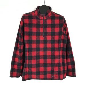 Eddie Bauer 1/4 Zip Fleece Pullover Women's Plus Size 2XL Buffalo Plaid Outdoor